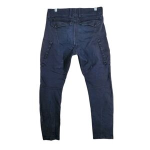 G Star Raw 3D Skinny Cargo Pants Moto Mens 30x32 Black Tapered Stretch Grunge